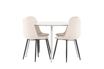 Plaza Matgrupp 120 cm Rund med 4 Polar stolar - Beige/Beige - Products - Möbler - Bord & matgrupp - Matgrupp