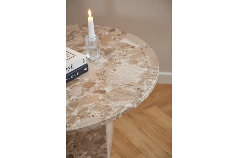 Prisa Runt Soffbord i Marmor Sten 80 cm - Beige - Products - Möbler - Bord & matgrupp - Soffbord