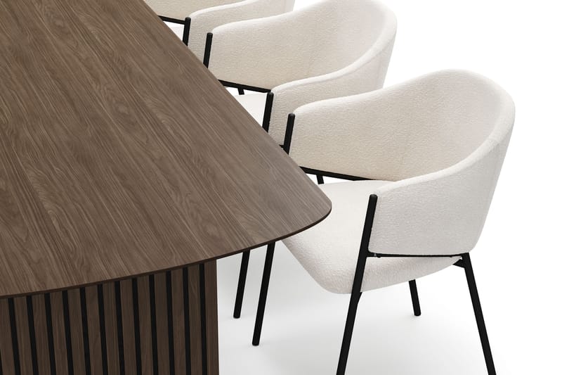 Richeto Matbord 180 cm med 6 Filip Matstolar - Rökt ek / Vit Bouclé - Products - Möbler - Bord & matgrupp - Matgrupp