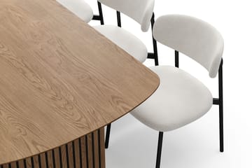 Richeto Matbord 180 cm med 6 Lucy Matstolar - Naturlig finish / Vit Bouclé / Metallben Svart - Products - Möbler - Bord & matgrupp - Matgrupp