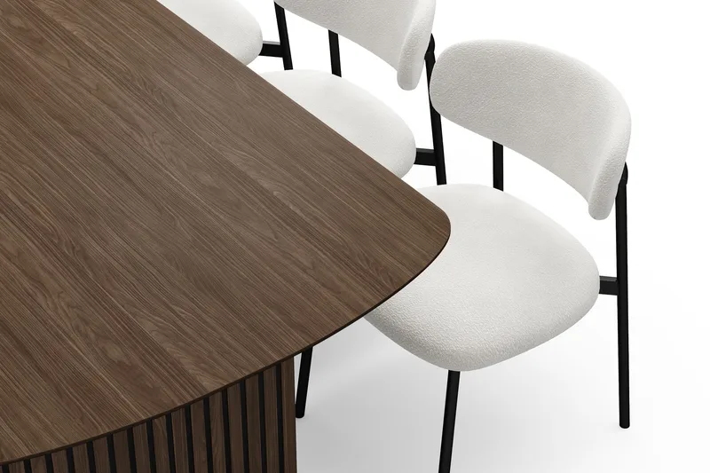 Richeto Matbord 210 cm med 6 Lucy Matstolar - Rökt ek / Vit Bouclé - Products - Möbler - Bord & matgrupp - Matgrupp