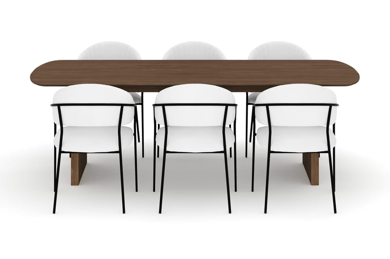 Richeto Matbord 240 cm med 6 Karol Matstolar - Rökt ek / Vit Bouclé - Products - Möbler - Bord & matgrupp - Matgrupp