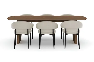 Richeto Matbord 240 cm med 6 Sawako Stolar - Ek - Products - Möbler - Bord & matgrupp - Matgrupp