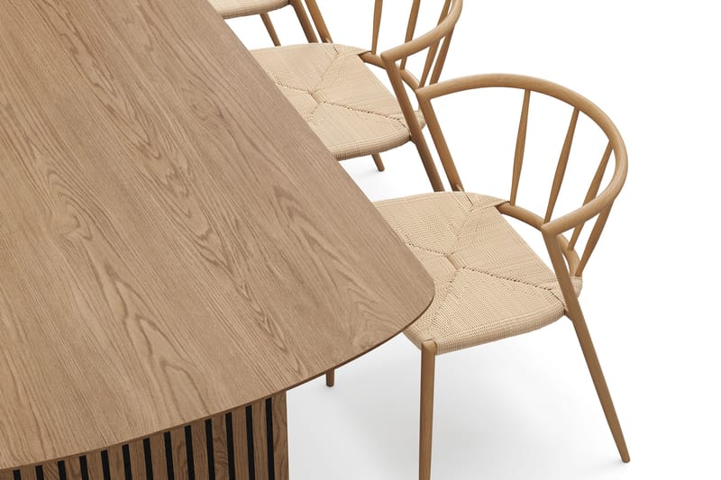 Richeto Matbord 240 cm med 6 Winston Matstolar - Naturlig finish / Beige / Metallben Ek - Products - Möbler - Bord & matgrupp - Matgrupp