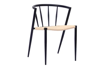 Richeto Matbord 240 cm med 6 Winston Matstolar - Naturlig finish / Beige / Metallben Svart - Products - Möbler - Bord & matgrupp - Matgrupp