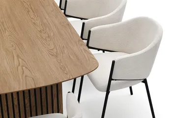Richeto Matbord 240 cm med 8 Filip Matstolar - Naturlig finish / Vit Bouclé - Products - Möbler - Bord & matgrupp - Matgrupp