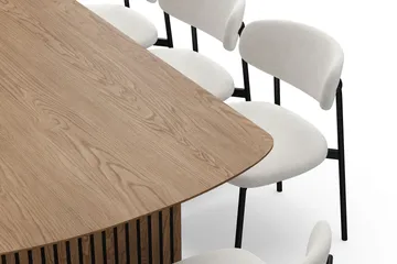 Richeto Matbord 240 cm med 8 Lucy Matstolar - Naturlig finish / Vit Bouclé / Metallben Svart - Products - Möbler - Bord & matgrupp - Matgrupp