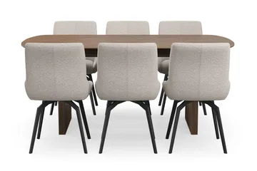 Richeto Matgrupp 180 cm med 6 Mora Snurrstolar - Rökt ek/Mörkbeige - Products - Möbler - Bord & matgrupp - Matgrupp