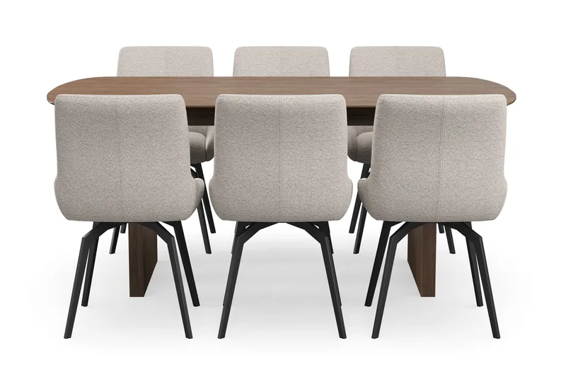 Richeto Matgrupp 180 cm med 6 Mora Snurrstolar - Rökt ek/Mörkbeige - Products - Möbler - Bord & matgrupp - Matgrupp
