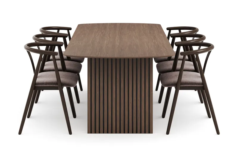 Richeto Matgrupp Rökt Ek 240 cm med 6 Cytie Karmstolar - Rökt ek - Products - Möbler - Bord & matgrupp - Matgrupp