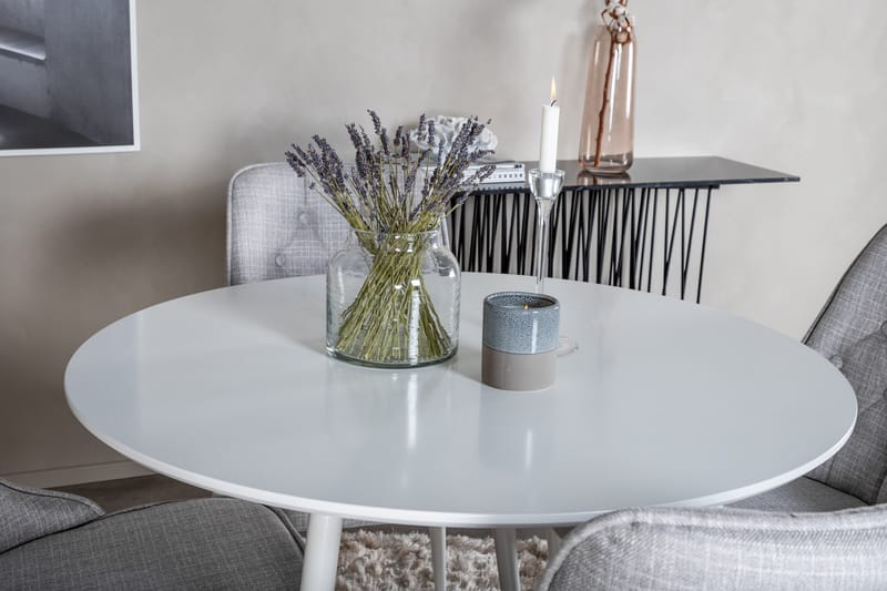 Ridones Matgrupp 100 cm Rund inkl 4 Valera Stolar - Vit/Grå - Products - Möbler - Bord & matgrupp - Matgrupp