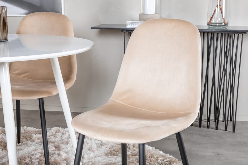 Ridones Matgrupp 100 cm Rund inkl 4 Pontus Stolar - Vit/Svart/Beige - Products - Möbler - Bord & matgrupp - Matgrupp