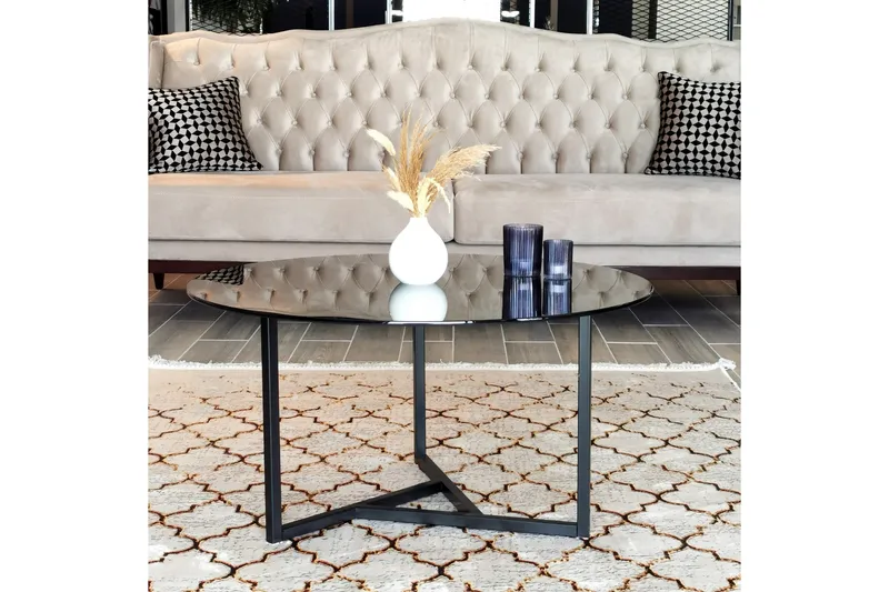 Sabani Soffbord 75 cm Runt X-formade Ben - Grå - Products - Möbler - Bord & matgrupp - Soffbord