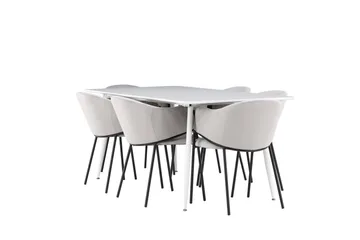 Silar Matgrupp 180 cm Rektangulär med 6 Evelina stolar - Vit/Grå - Products - Möbler - Bord & matgrupp - Matgrupp