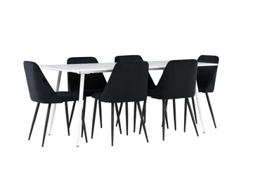 Silar Matgrupp 180 cm Rektangulär med 6 Night stolar - Vit/Svart - Products - Möbler - Bord & matgrupp - Matgrupp