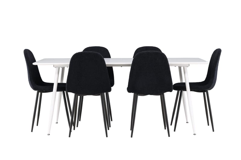 Silar Matgrupp 180 cm Rektangulär med 6 Polar stolar - Vit/Svart - Products - Möbler - Bord & matgrupp - Matgrupp