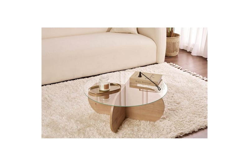 Soffbord Aeris 75 cm med Glasskiva - Safir Ek / Transparent - Products - Möbler - Bord & matgrupp - Soffbord