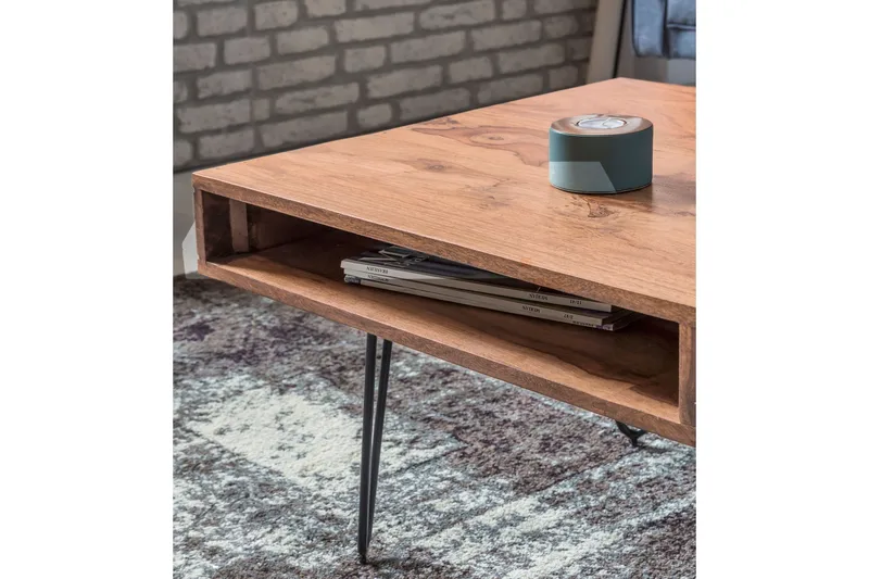 Langner Soffbord 60 cm med Förvaring 2 Lådor + Hyllor - Akacia/Svart - Products - Möbler - Bord & matgrupp - Soffbord - Soffbord med förvaring