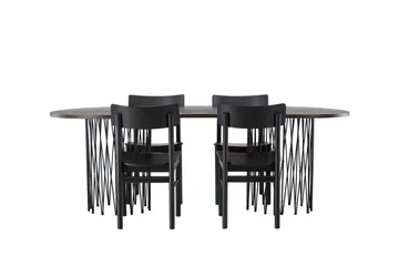 Stone Matgrupp + 4 Montros stolar Oval - Svart/Mocca - Products - Möbler - Bord & matgrupp - Matgrupp