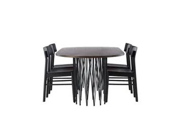 Stone Matgrupp + 4 Montros stolar Oval - Svart/Mocca - Products - Möbler - Bord & matgrupp - Matgrupp