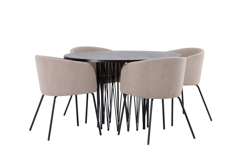 Stone Matgrupp 120 cm Rund med 4 Berit stolar - Beige - Products - Möbler - Bord & matgrupp - Matgrupp