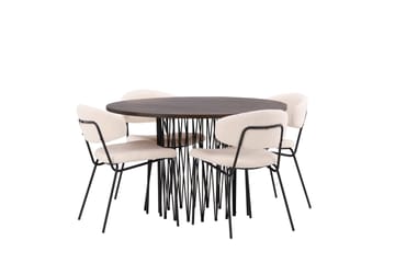 Stone Matgrupp 120 cm Rund med 4 Chico Stolar - Svart - Products - Möbler - Bord & matgrupp - Matgrupp