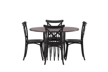 Stone Matgrupp 120 cm Rund med 4 Crosett stolar - Svart - Products - Möbler - Bord & matgrupp - Matgrupp