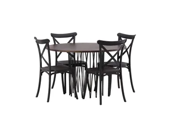 Stone Matgrupp 120 cm Rund med 4 Crosett stolar - Svart - Products - Möbler - Bord & matgrupp - Matgrupp