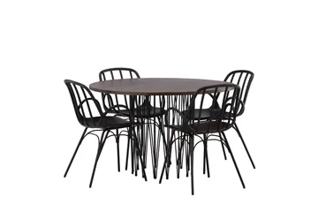 Stone Matgrupp 120 cm Rund med 4 Dyrön stolar - Svart - Products - Möbler - Bord & matgrupp - Matgrupp