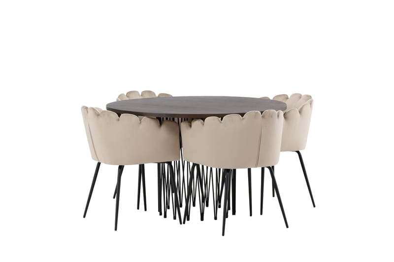 Stone Matgrupp 120 cm Rund med 4 Limhamn stolar - Beige - Products - Möbler - Bord & matgrupp - Matgrupp