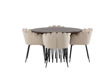 Stone Matgrupp 120 cm Rund med 4 Limhamn stolar - Beige - Products - Möbler - Bord & matgrupp - Matgrupp