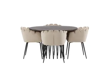 Stone Matgrupp 120 cm Rund med 4 Limhamn stolar - Beige - Products - Möbler - Bord & matgrupp - Matgrupp