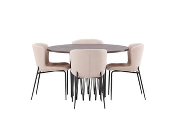 Stone Matgrupp 120 cm Rund med 4 Modesto stolar - Mörkgrå - Products - Möbler - Bord & matgrupp - Matgrupp