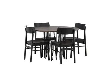 Stone Matgrupp 120 cm Rund med 4 Montros stolar - Svart - Products - Möbler - Bord & matgrupp - Matgrupp
