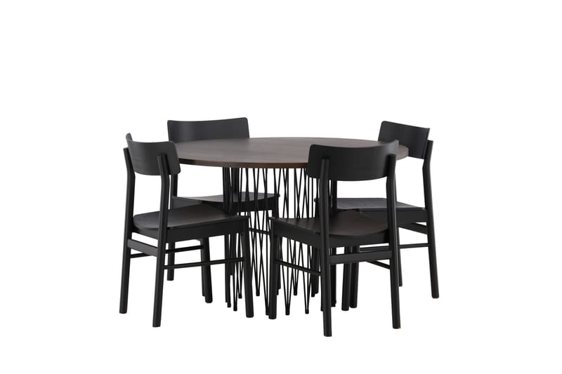 Stone Matgrupp 120 cm Rund med 4 Montros stolar - Svart - Products - Möbler - Bord & matgrupp - Matgrupp