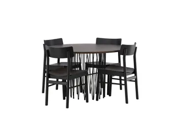 Stone Matgrupp 120 cm Rund med 4 Montros stolar - Svart - Products - Möbler - Bord & matgrupp - Matgrupp