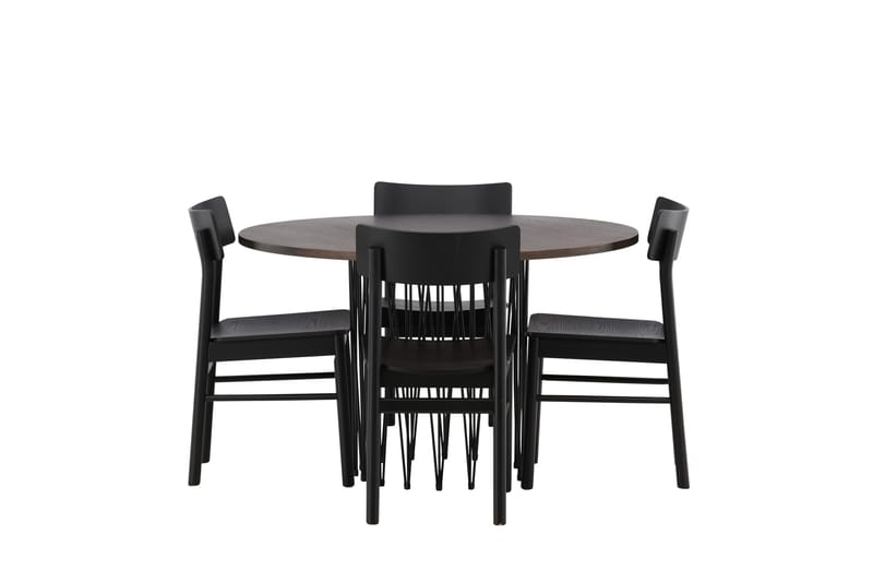Stone Matgrupp 120 cm Rund med 4 Montros stolar - Svart - Products - Möbler - Bord & matgrupp - Matgrupp