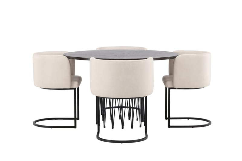 Stone Matgrupp 120 cm Rund med 4 Simrishamn stolar - Beige - Products - Möbler - Bord & matgrupp - Matgrupp