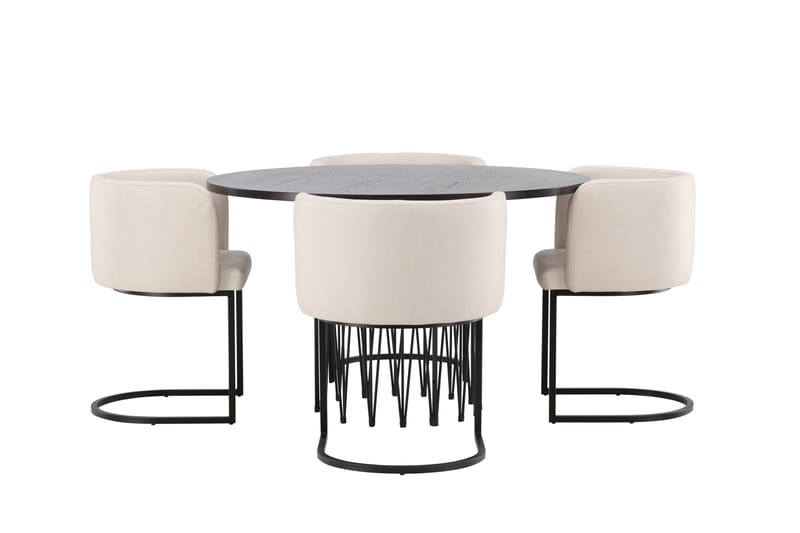 Stone Matgrupp 120 cm Rund med 4 Simrishamn stolar - Beige - Products - Möbler - Bord & matgrupp - Matgrupp