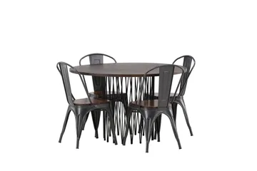 Stone Matgrupp 120 cm Rund med 4 Tempe stolar - Mocca - Products - Möbler - Bord & matgrupp - Matgrupp