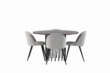 Stone Matgrupp 120 cm Rund med 4 Velvet stolar - Grå - Products - Möbler - Bord & matgrupp - Matgrupp