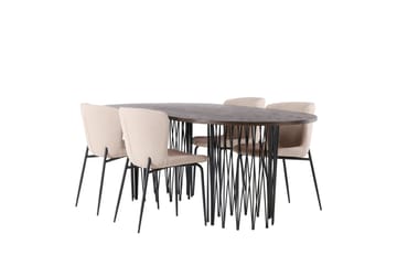 Stone Matgrupp 220 cm Oval med 4 Modesto stolar - Beige - Products - Möbler - Bord & matgrupp - Matgrupp