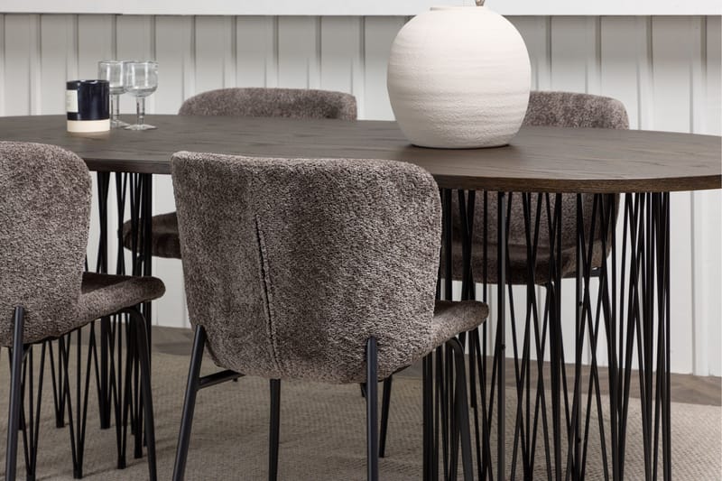Stone Matgrupp 220 cm Oval med 4 Modesto stolar - Mörkgrå - Products - Möbler - Bord & matgrupp - Matgrupp