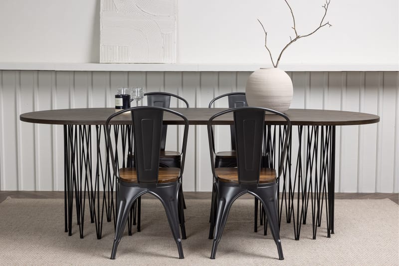 Stone Matgrupp 220 cm Oval med 4 Tempe stolar - Mocca - Products - Möbler - Bord & matgrupp - Matgrupp