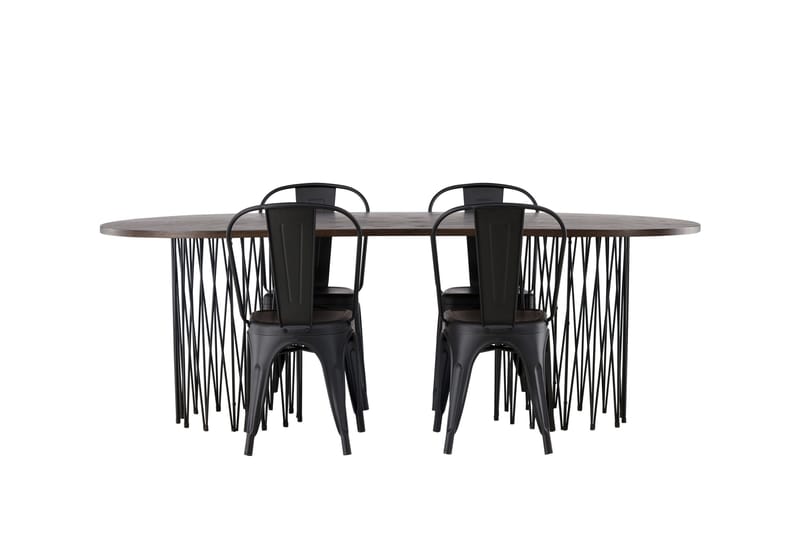 Stone Matgrupp 220 cm Oval med 4 Tempe Stolar - Svart - Products - Möbler - Bord & matgrupp - Matgrupp