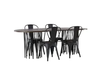 Stone Matgrupp 220 cm Oval med 4 Tempe Stolar - Svart - Products - Möbler - Bord & matgrupp - Matgrupp