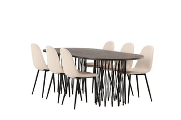 Stone Matgrupp 220 cm Oval med 6 Polar stolar - Beige - Products - Möbler - Bord & matgrupp - Matgrupp