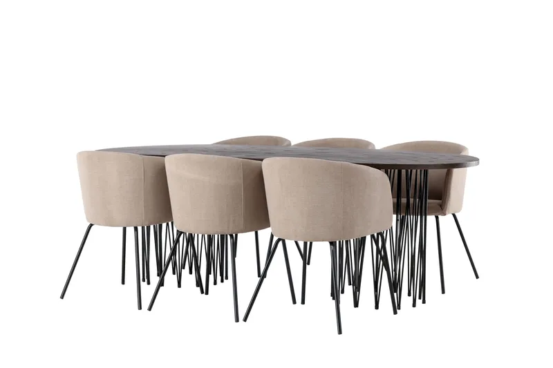 Stone Matgrupp 220 cm Rektangulär med 6 Berit stolar - Beige - Products - Möbler - Bord & matgrupp - Matgrupp