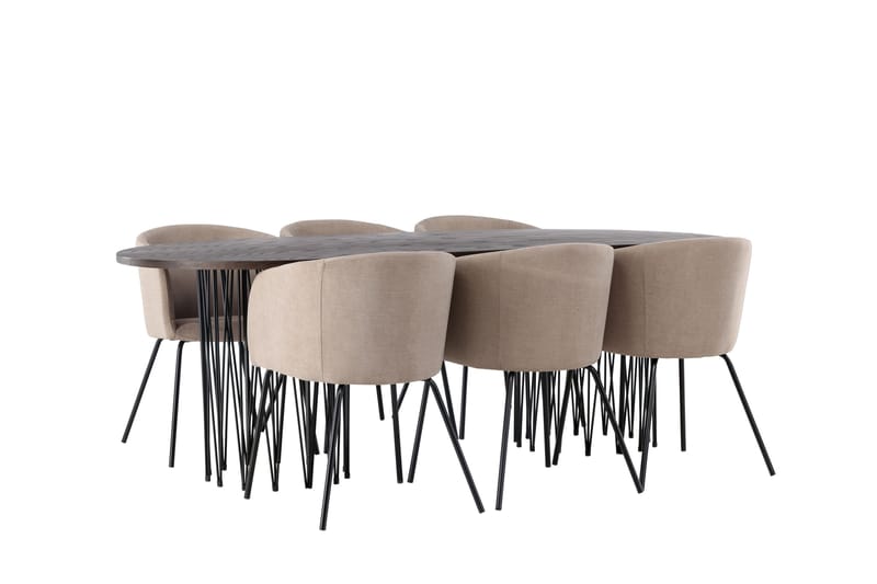 Stone Matgrupp 220 cm Rektangulär med 6 Berit stolar - Beige - Products - Möbler - Bord & matgrupp - Matgrupp