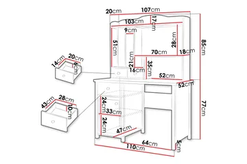 Storys Sminkbord 110x52 cm - Vit - Products - Möbler - Bord & matgrupp - Sminkbord & toalettbord
